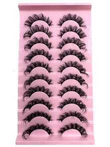 10Pairs Manga Lashes Faux Mink Eyelashes Cat Eye Eyelashes Natural Full False Eyelashes Volumized Eyelash Extension Travel Essentials Makeup Tools - 眼尾拉長款 - 查看 8