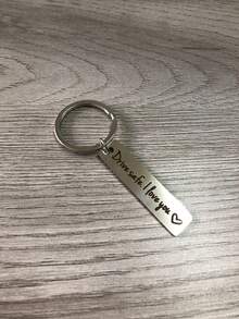 1pc Rectangular Stainless Steel Keychain, Men's Key Accessory, "Drive , I Love You" Engraved Metal Gift Pendant, Suitable As Birthday Gift, Car Key Chain, Bag Charm, Student Accessory - Multicolor - View 5