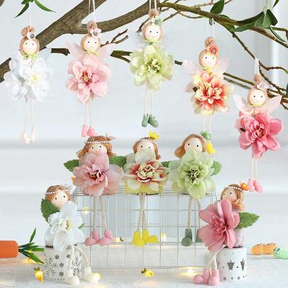 1pc Spring Easter Flower Angel Creative Pendant Decor, Party DIY, New Year, Valentine's Day, Mother's Day, Easter, Home Window Hanging Decor, Suitable For Spring Wedding Indoor/Outdoor Decoration