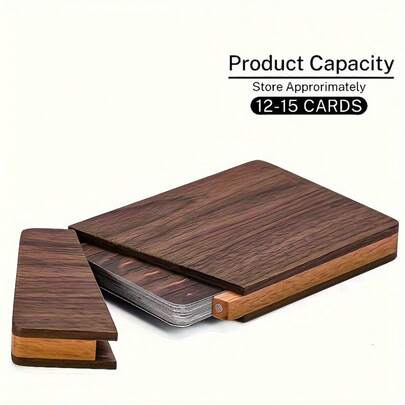 A Beautiful Walnut Wood Unisex Business Card Holder, Solid Wood Business Card Holder, Desktop Business Card Organizer.