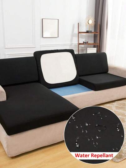 1pc Removable & Washable High Stretch Solid Color Sofa Seat Cushion Cover, Polyester Sofa Back Cover Suitable For Living Room