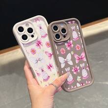 La carcasa del teléfono anti - caída simple y de moda está hecha de material tpu con un patrón de lazo para iPhone 17, 16, 15, 14, 13, 12, 11 Pro / air / xR / XS y samsungs25 / S24 / S23 / S22 / Fe / plus, que ofrece protección de amortiguación. Regalos para amigos y San valentín. - Blanco - Ver 4