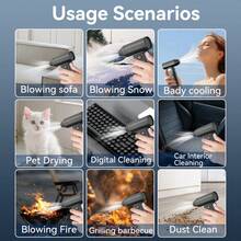 便携式高速涡轮喷气风扇，手持迷你个人降温风扇，10万转/分无刷电机空气除尘器，超强劲电动吹风机，6档风速调节，可充电电池，无线喷气式吹风机，适用于清洁汽车座椅/除冰、电脑机箱/键盘、电子产品、家用沙发/窗缝，是户外露营/居家/车载使用的理想之选。 - 彩色 - 查看 5