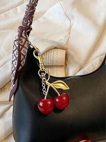 New Fashion Crystal Cherry Pendant Metal Key Chain, Suitable For Daily Wear, For Bag Accessories, Can Send Family Gifts, Friends Gifts, Classmates Gifts, Lovers Gifts, Birthday Gifts, Teachers Gifts, Souvenirs - 紅色 - 查看 2