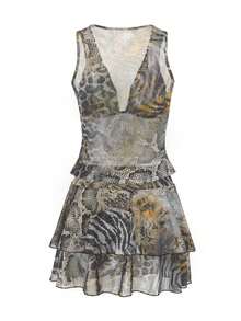 Onicee 女士两件套，时尚性感深V领吊带背心和迷你裙，适合情人节、约会、聚会、派对、旅行、度假、海滩等场合。 - 黃色 - 查看 6