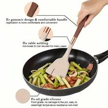 1/7/11/12pcs Silicone Kitchen Utensil Set, Non-Stick & Heat Resistant With Wooden Handle, Chef Cooking Tools & Gadgets Including Spoon, Spatula, Whisk, Tongs, Brush And Holder, Housewarming Gift & Daily Use For Cooking Enthusiasts