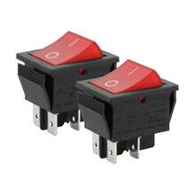 Baomain Paquete de 2 Interruptores Basculantes SPDT para Barco - ON/Off de Encaje de 4 Pines con Indicador Rojo, Certificado UL y TUV - 16A/250V para Electrodomésticos - Rojo - - Ver 1