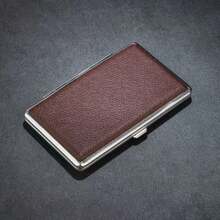 1个100毫米香烟盒，配有加长皮绳、香烟夹，PU皮革材质，优雅黑色，简约设计，适合作为男女高端节日礼物 - 黑色 - 查看 11