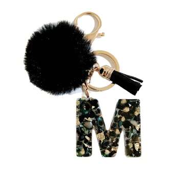 1 pieza Llavero con borla y pompón con diseño de letra, accesorio de bolso, regalo de fiesta, adecuado para amigos, colegas, padres, regalo del Día de San Valentín