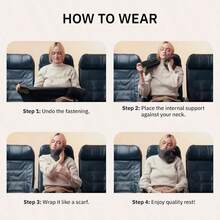 Ytrtl Pillow Almohada de Viaje cientificamente Probada super Suave con Soporte para el Cuello Ligera y Lavable a maquina diseño ergonomico para Viajar en Aviones Coches y Trenes Gris Gris - Gris+Adulto - Ver 7
