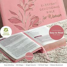 [Free Shipping][Free Shipping] NLT Holy Bible Everyday Devotional Bible For Women New Living Translation, Vegan Leather, Pink, Flexible Daily Bible Reading Plan Options (NLT Womens Devo Editions) - Single Book - View 4