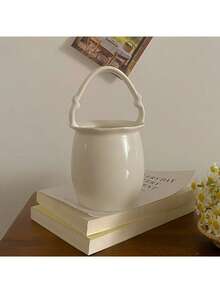 1pc Multi-Functional Ceramic Utensil Holder & Vase, With Handle Design Can Be Used As Flower Vase, Essential Kitchen & Home Utensil Organizer