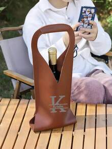 Personalized Leather Gift Bag, Laser Engraved Wine Bag, Wine Accessories, Housewarming Gift - Multicolor - View 8