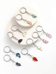 Nuevos llaveros de pareja de mariposa, ballena y ciervo, los talla grande vendidos para el Día de San Valentín. Llaveros de pareja de aleación con flores, tomates y huevos, en blanco y negro para el día y la noche, adecuados para uso diario, regalos para amigos, regalos del Día de San Valentín - Multicolor - Ver 2