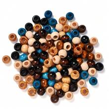 50 hạt gỗ tự nhiên cỡ lớn 16x20mm - Màu nâu đậm, đen, xanh dương, be, xanh ngọc - Hạt tròn dùng làm hạt đệm, đã được khoan sẵn lỗ, thích hợp để tự làm đồ trang sức, đan lát, làm vòng cổ, vòng tay, vòng hoa. - hạt gỗ - Xem 6