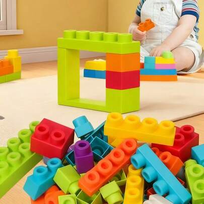 Khối xếp hình cao su mềm cỡ lớn, phù hợp cho bé trai và bé gái - Đồ chơi giáo dục mầm non, khối xếp hình học tập sớm, tự lắp ráp - Cải thiện khả năng phối hợp tay mắt, khơi gợi sự sáng tạo (Màu khối ngẫu nhiên)