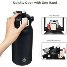 BJPKPK - Botellas de agua aisladas con pajita, botella de agua de metal de acero inoxidable de 34 onzas con tapa de apertura con una sola mano, jarras deportivas sin , termo, frascos para hombres y(1 Litros 35 ozBlack) - Multicolor - Ver 5