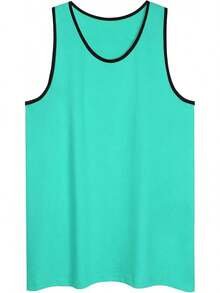 playera de tirantes para hombre, básica, casual, deportiva, para entrenamiento, gimnasio - Encuadernación en contraste Aqua Black - Ver 6