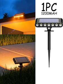 1/2/4个装 7LED 太阳能路径灯，暖光草坪/地面灯，多功能可拆卸户外壁灯，内置1200mAh可充电电池和太阳能板，3种亮度模式，适用于花园、庭院、道路、房屋、露营装饰照明 - 2025升级版激光灯 - 7LED-暖光 - 查看 13