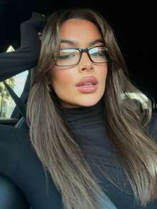 1 Pair Retro Square Small Frame Transparent Lens Glasses, Versatile Casual Eyewear Suitable For Travel, Daily Wear And Decoration - Black - View 4