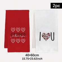 MEMNUN 2pcs Valentine's Day Red Heart & "I Love You" Pattern Kitchen Towels, 15.75*23.62in (40*60cm), Modern Microfiber Soft Absorbent Dish Towels, Hand Towels, Tea Towels, Ideal For Cleaning, Bathroom & Kitchen Decor, Home Decoration And Gifts - Multicolor - View 12