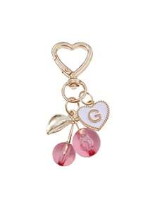 Hochwertiger modischer süßer Kirsche Gold Schmetterling Taschenanhänger - Kirsche Schlüsselanhänger stilvoller Rucksack Anhänger Dekoration, Schlüsselanhänger, Taschenanhänger Legierung Anhänger A-Z Buchstabe, Kopfhörer Anhänger, Auto Anhänger, Dekorativer Anhänger, Kirsche Schlüsselanhänger, Taschenzubehör, mit Taschenklemme, glänzendes Harz und Metall Accessoires, geeignet für Frauen Geldbörse und Tasche, Rucksack Zubehör - Verschiedenfarbig - Übersicht 12