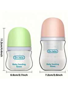 1pc 90ml/160ml Glass Baby Bottle, Suitable For Newborn Feeding - Multicolor - View 3