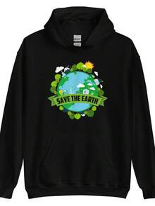 Save The Earth Environment Global Warming  Gift Hoodie - 黑色 - 查看 1