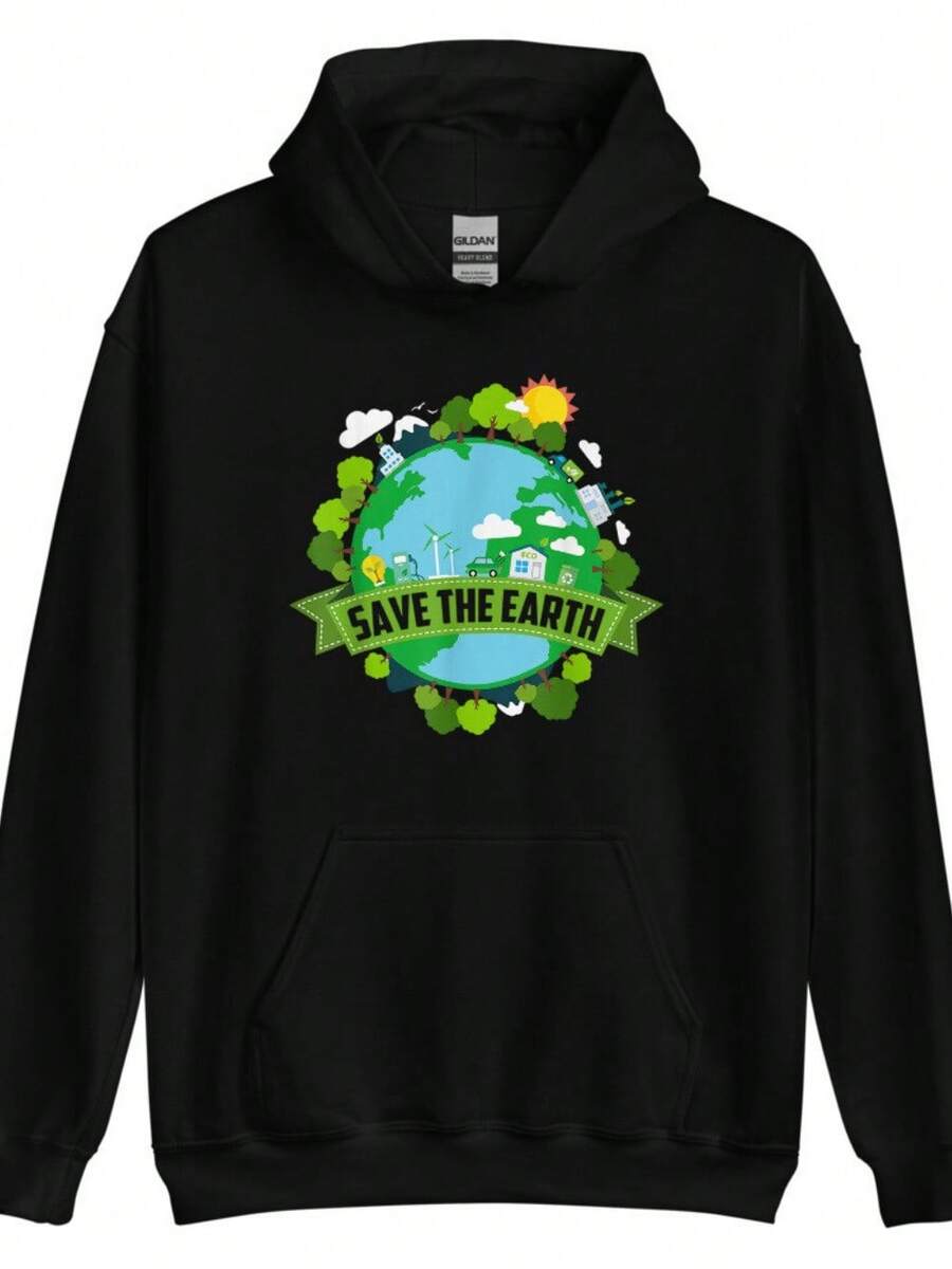 Save The Earth Environment Global Warming  Gift Hoodie - 黑色 - 查看 1