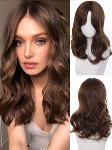 16 Inch Long Curly Wavy Wigs With Curtain Bangs, Adorable Short Hairstyle Natural Looking Heat Resistant Synthetic Wig Daily Party Use - Multicolor - View 15