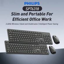 Bộ bàn phím chuột không dây Philips Spt6318 - màu đen - Xem 1