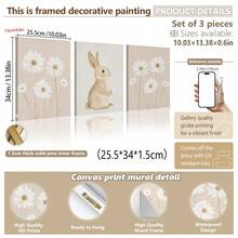 3- Pcs/Set Canvas Wall Art, Baby Goods Baby Girl Baby Boy Framed Nursery Wall Art Girl's Bedroom Floral Rabbit Nursery Decor Painting Watercolor Art Baby Girl Room Rabbit Theme Neutral Nursery Decor Painting 3-Piece Set Nursery Decor Painting Set - Multicolor - View 23