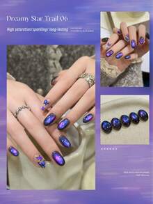 XEIJAYI 1支15毫升反光猫眼磁性美甲凝胶浸泡UV LED凝胶沙龙女性美甲工具时尚全息美甲 - 藍紫色 - 查看 6