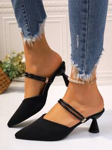 Fashionable Versatile Pointed Toe Mule Heels, Suitable For Spring And Summer, Fairy Style