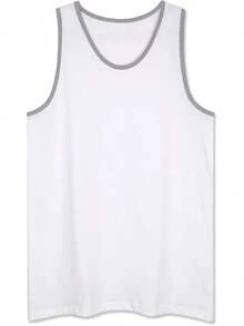 playera de tirantes para hombre, básica, casual, deportiva, para entrenamiento, gimnasio - Gris blanco - Ver 6