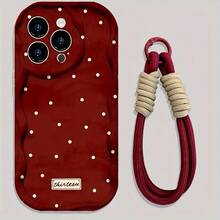 波点透明酒红色挂绳手机壳，兼容三星 Galaxy A14/A15/A16/A54/A55/A56/A34/A35/A36/A05S/A24/A25/S23/S24 Ultra/S24 FE/S24 Plus/S25/S25 Ultra/S25 Plus，国际版，非国内版 - 酒紅色 - 查看 2