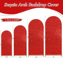 Painel de fundo circular com lantejoulas em arco, 5 pés/6 pés/6,6 pés/7,2 pés, modelo CHIARA, ideal para casamentos, festas de aniversário e decoração fotográfica (suporte para arco não incluído). - Vermelho - Ver 2