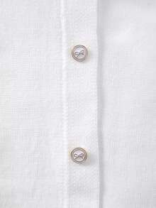 Tween Girl Knitted Round Neck Cute Puff Sleeve And Button Bow Design Elegant Cardigan, Suitable For Outings Or Parties - White - View 4