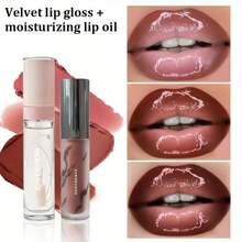 [2PCS]HERORANGE 2 Lip Set Velvet Matte Lipstick & Nourishing Lip Oil Hydrating Plump Universal Shades Transfer-Proof Color For All Skin Tones Perfect Party & Holiday Gift - Tasteless - View 1