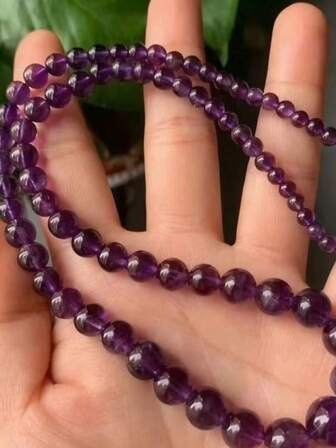 天然紫水晶吊坠项链：100% 天然宝石，无电镀，波西米亚风格