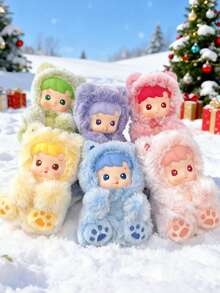 1pc POP MART HACIPUPU Plush Teddy Bear Soft Candy Keychain Blind Box, Cute Animal Pendant Decoration For Bag (1 Single Box)