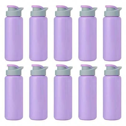 PromoClick Paquete de 10 Cilindros de plástico de 1000 ML.Con tapa enroscable, asa y boquilla que cierra a presión.