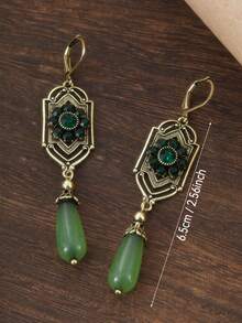 1 Đôi bông tai trang trí phong cách Art Nouveau, đá Zirconia xanh lá cây, mạ vàng cổ, kiểu Boho, thích hợp cho đeo hàng ngày hoặc dự tiệc. - Xem 5