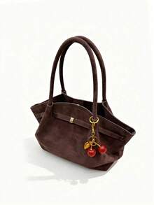 Dedoo Large Size European & American Niche Design Suede Bucket Bag With Buckle, Women's Street Style Handbag, Suitable For Shopping, Commuting, Parties, Gifting (Jewelry Included) In Autumn/Winter - Coffee - View 7