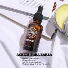 Set de cuidado de barba Rinse & Robust - Colección premium 4 en 1 (champú para barba, acondicionador, aceite esencial, bálsamo para barba) para hombres | Fragancia natural de sándalo | Regalo ideal para el Día del Padre, San Valentín, Día del Hombre o Epifanía | Perfecto para barbas gruesas y pieles sensibles - Blanco y Negro - Ver 3