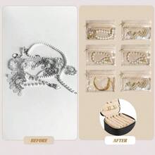 Travel Jewelry Case, Small Travel Jewelry Box With 6 Velvet Jewelry Bag Pouch, Portable Travel Jewelry Organizer Rings Earrings, Gifts Women Beige - 黑色 - 查看 6