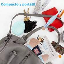 Viaje para maquillaje, Brochas de Viaje, 4 en 1 Juego de brochas de maquillaje, brocha para base de doble punta para base, corrector, cejas, sombra de ojo, con 2 esponjas cosmticas Azul - Azul - Ver 7