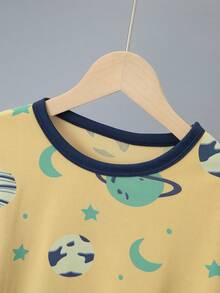 6pcs/Set Boys' Cartoon Astronaut Print Lightweight Long Sleeve Pajama Set, Spring/Autumn - Multicolor - View 4