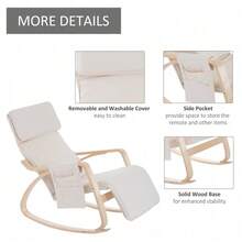 Rocking Lounge Chair | Adjustable Footrest Recliner | Cream White Relaxation Chair | Patio Outdoor Rocker - Default - View 6