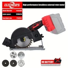 Brushless Electric Mini Circular Saw With Adjustable Angle And Depth, Ergonomic Handle (No Battery Included), Portable Cutting Tool With 5 Blades, Ideal For Home Renovation And Woodworking, Woodworking Tool - Đỏ - Xem 1